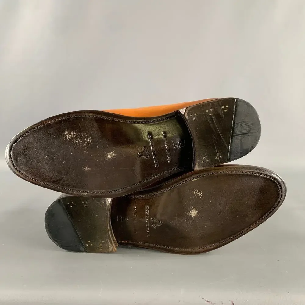 KLEIN EPSTEIN & PARKER Size 9 Brown Tan Distressed Patent Leather Loafers